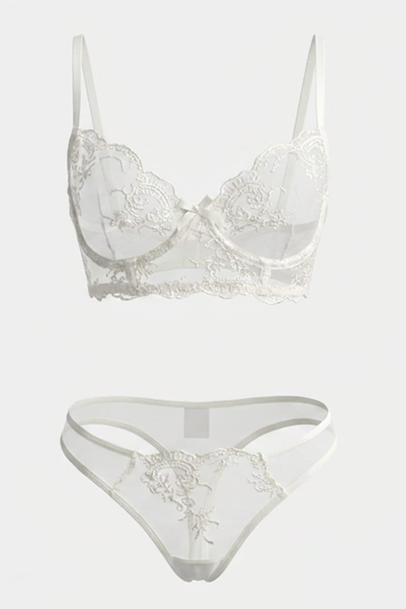 White Embroidery Lingerie Set for Ally Fashion