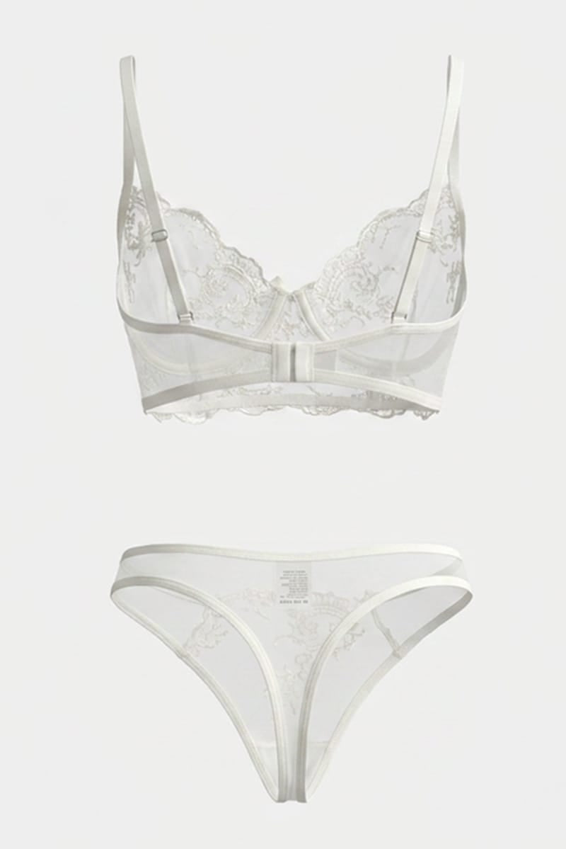 White Embroidery Lingerie Set for Ally Fashion