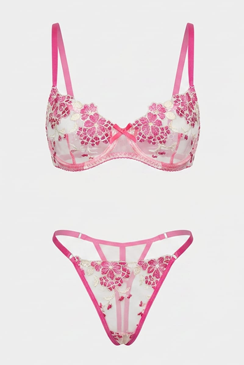 Pink Embroidery Lingerie Set for Ally Fashion