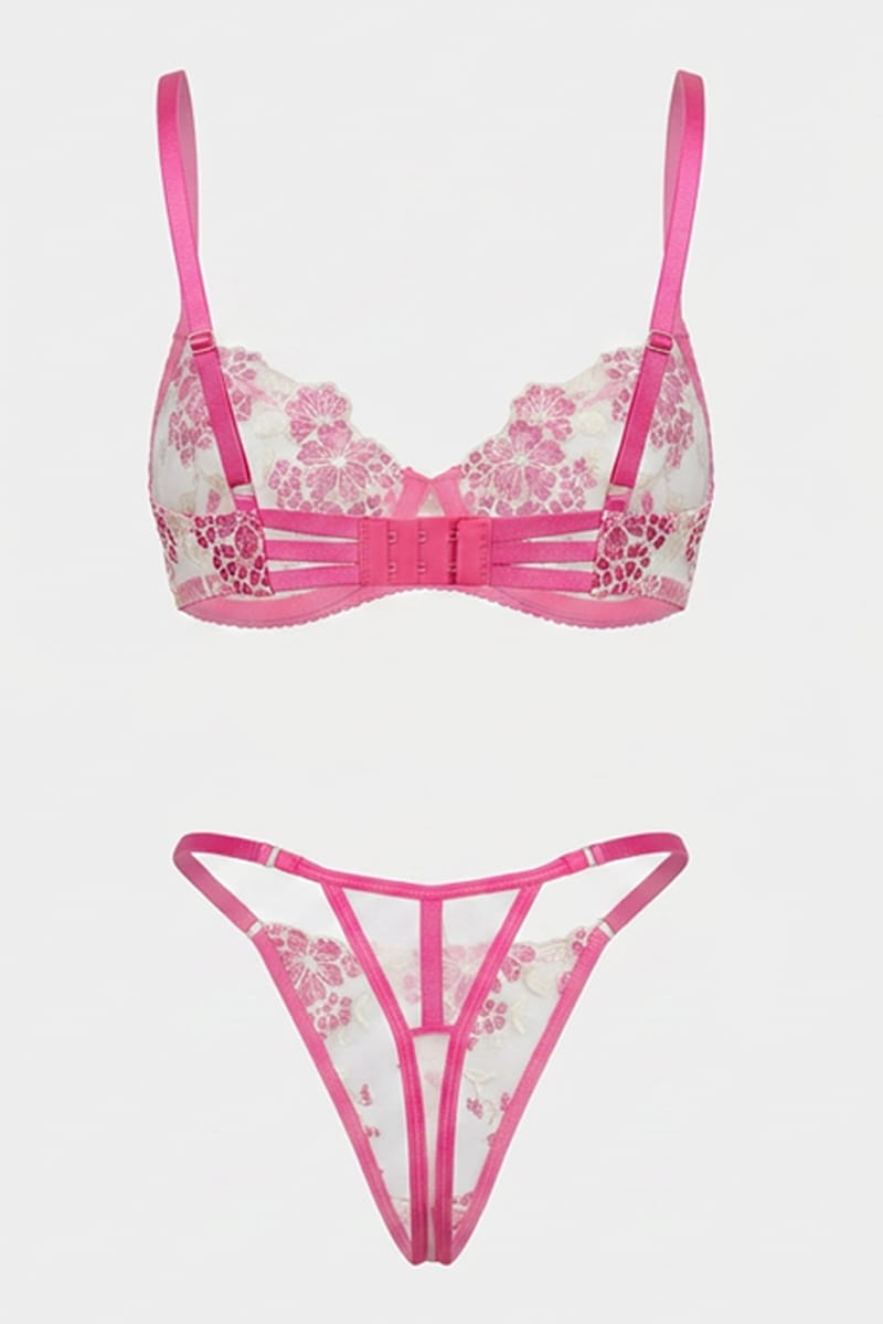Pink Embroidery Lingerie Set for Ally Fashion