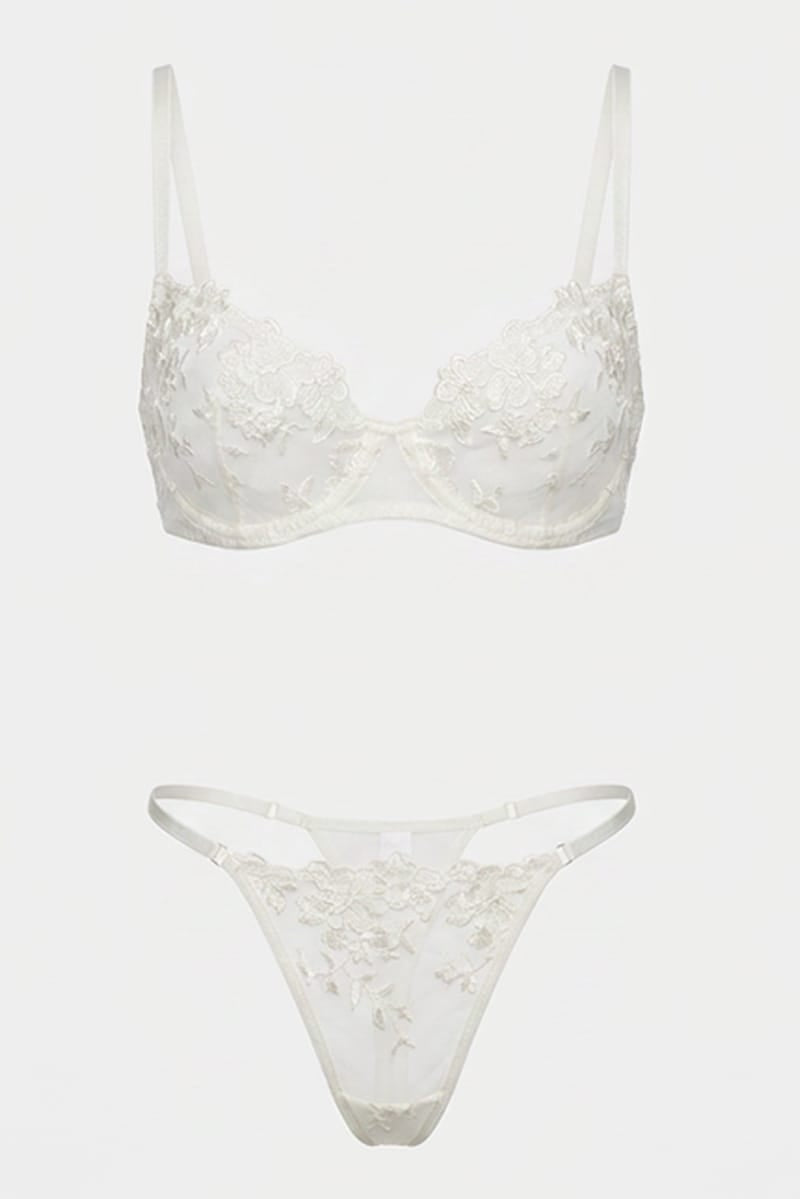 White Embroidery Lingerie Set for Ally Fashion