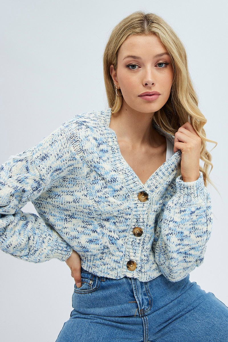 OVERSIZED CARDIGAN Multi Knit Cardigan Long Sleeve Cable for Women by Ally