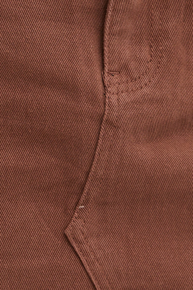 A LINE SKIRT Brown Denim Skirt Mini Asymmetric Hem for Women by Ally