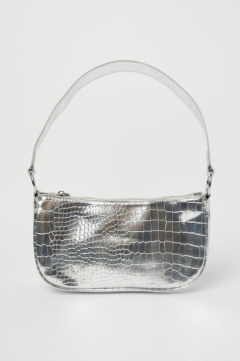 Grey Croc Shoulder Bag Hand Bag for Ally Fashion