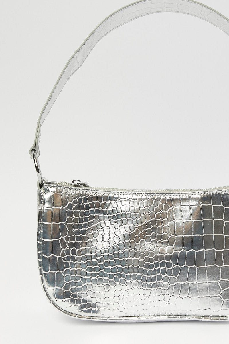 Grey Croc Shoulder Bag Hand Bag for Ally Fashion