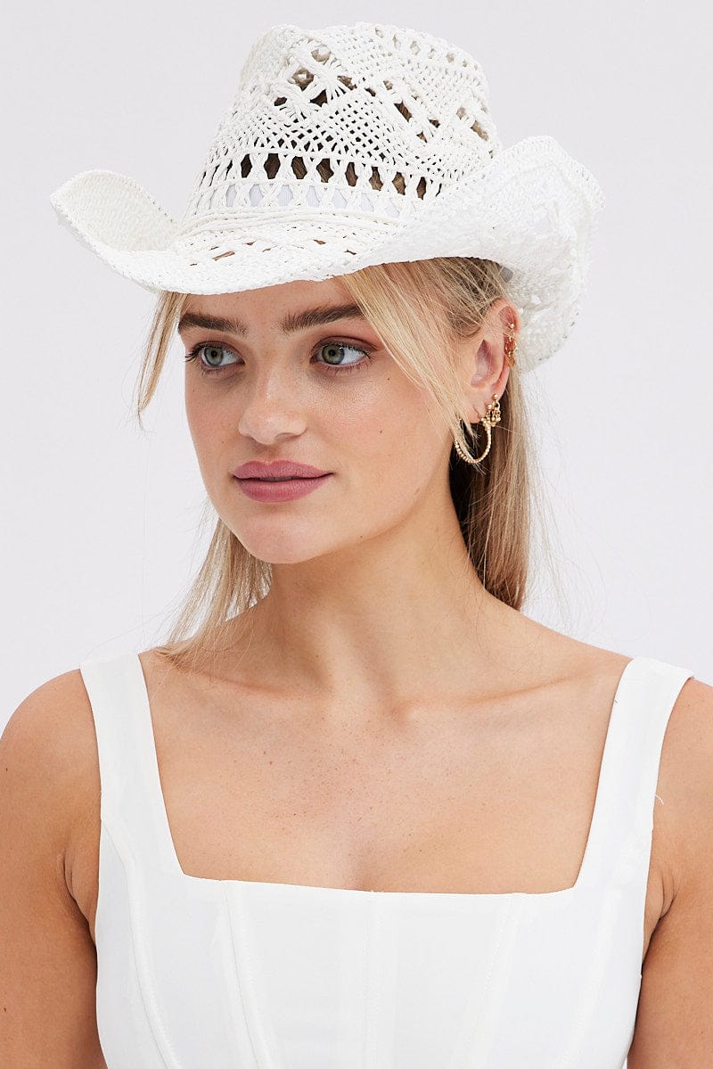 White Straw Cowboy Hat for Ally Fashion
