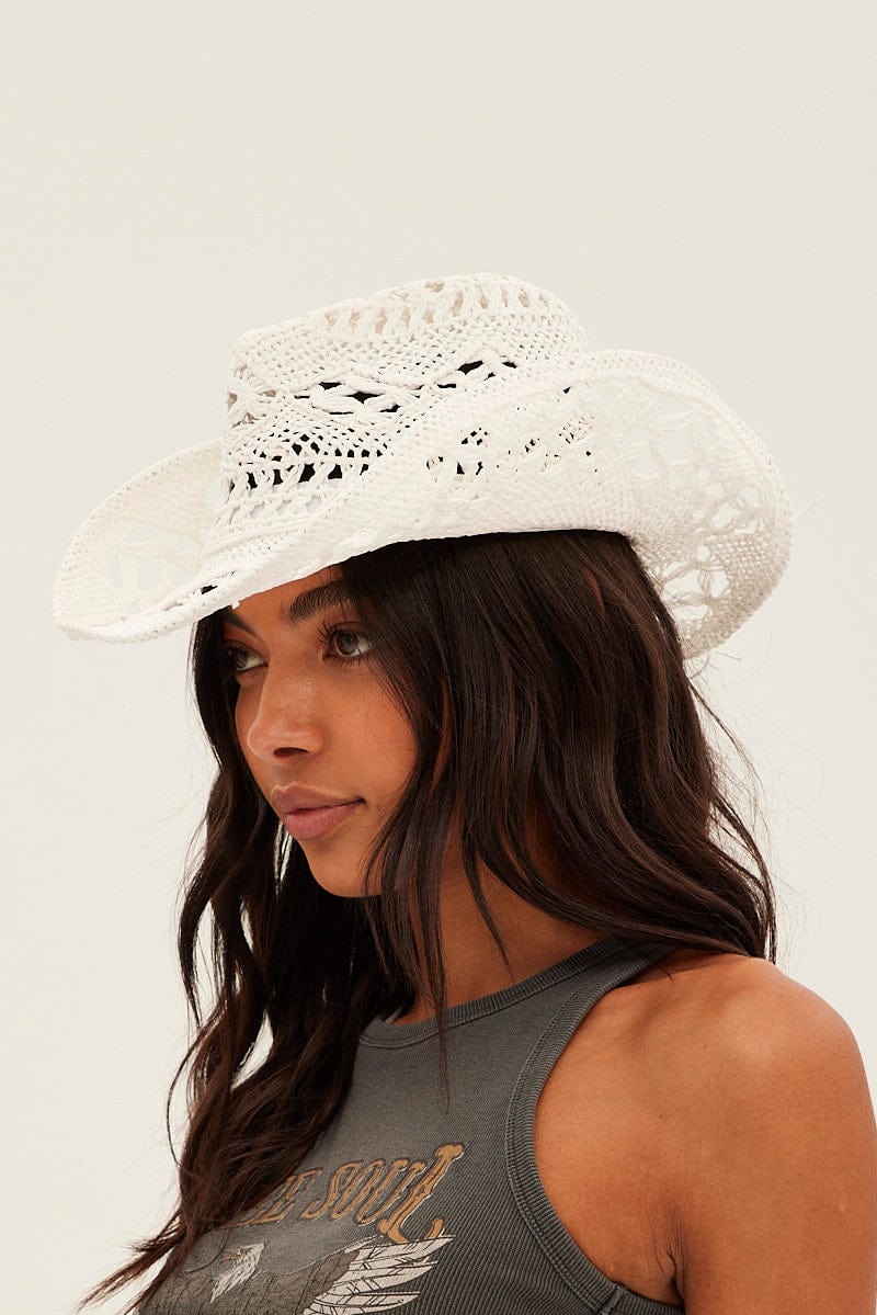 White Straw Cowboy Hat for Ally Fashion