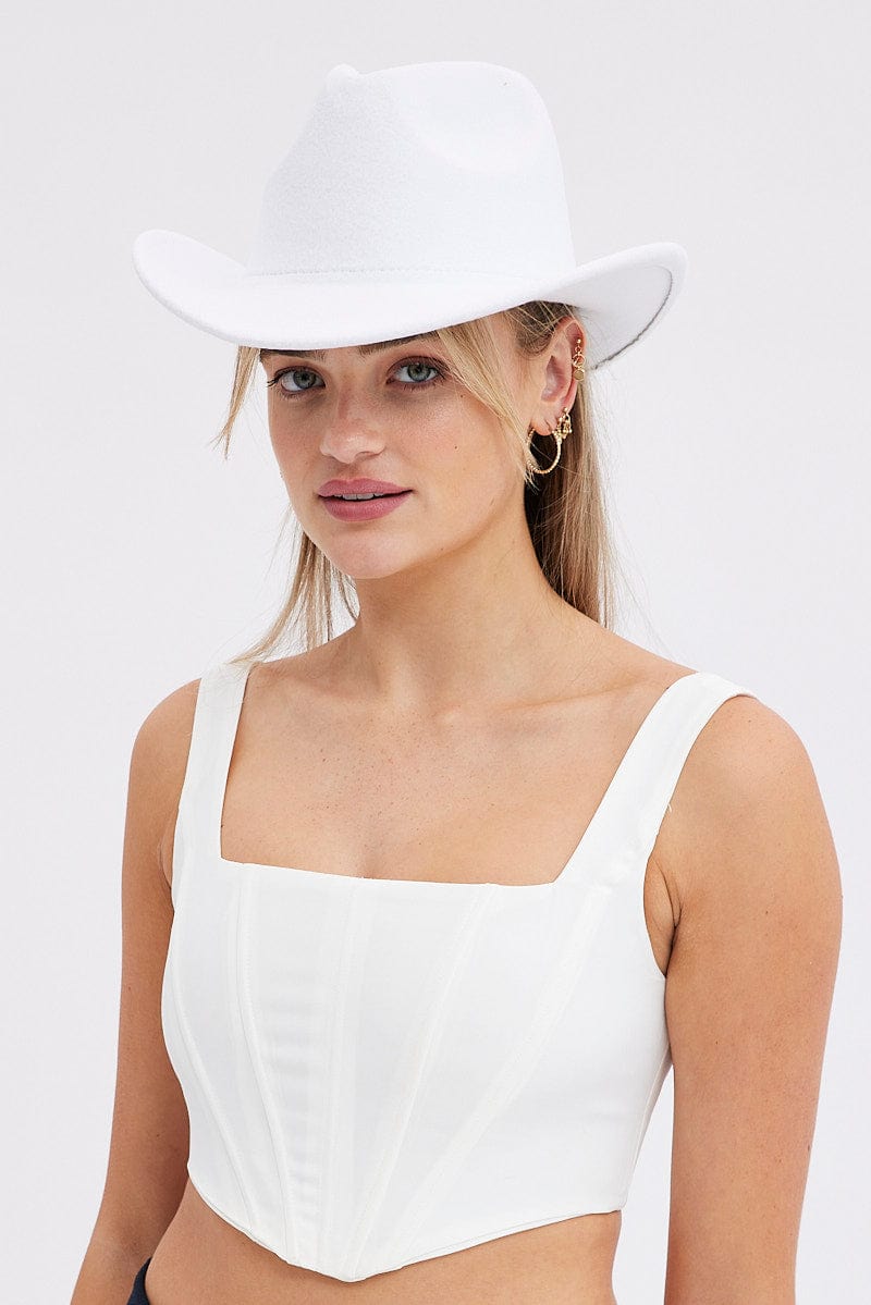 White Festival Cowboy Hat for Ally Fashion