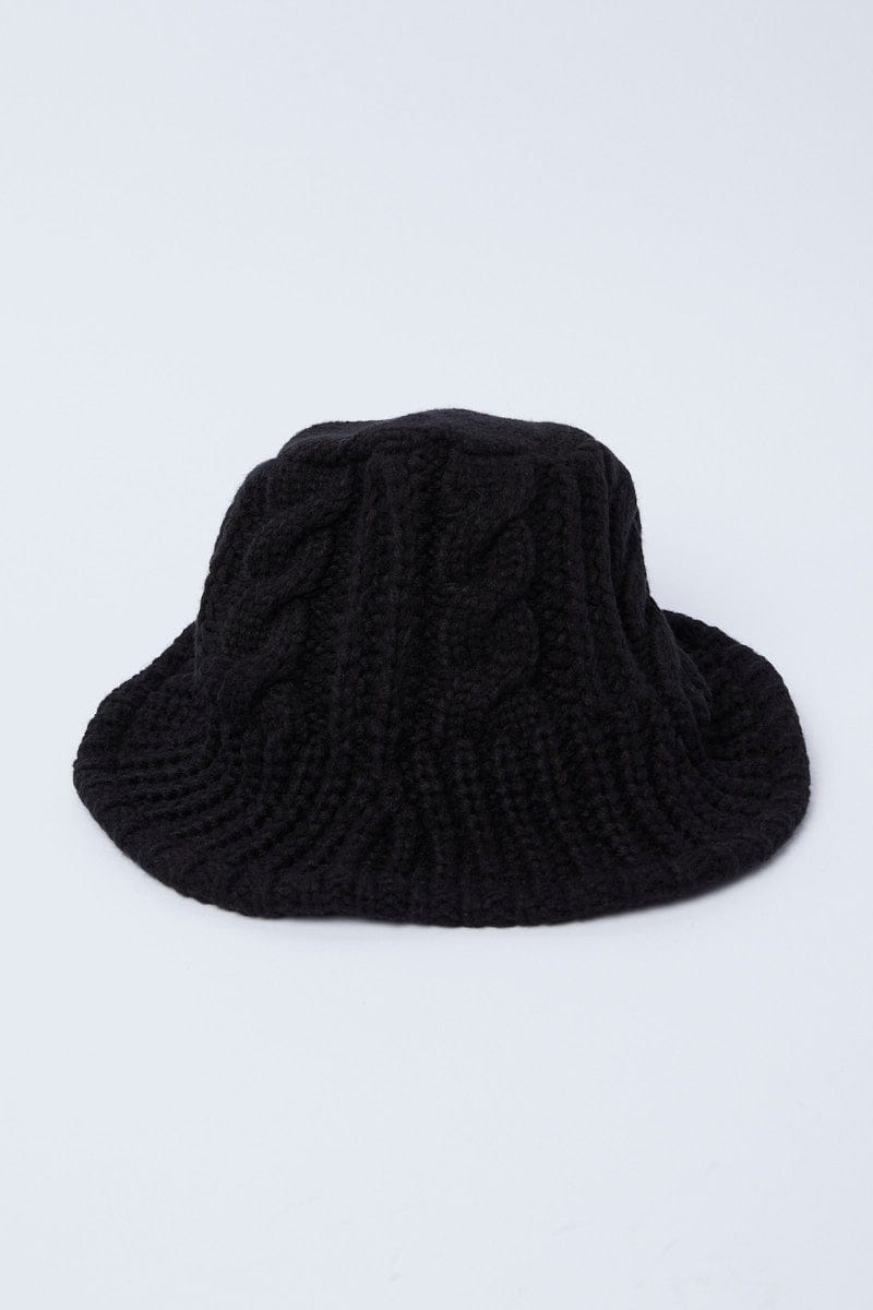 Black Knitted Bucket Hat for Ally Fashion