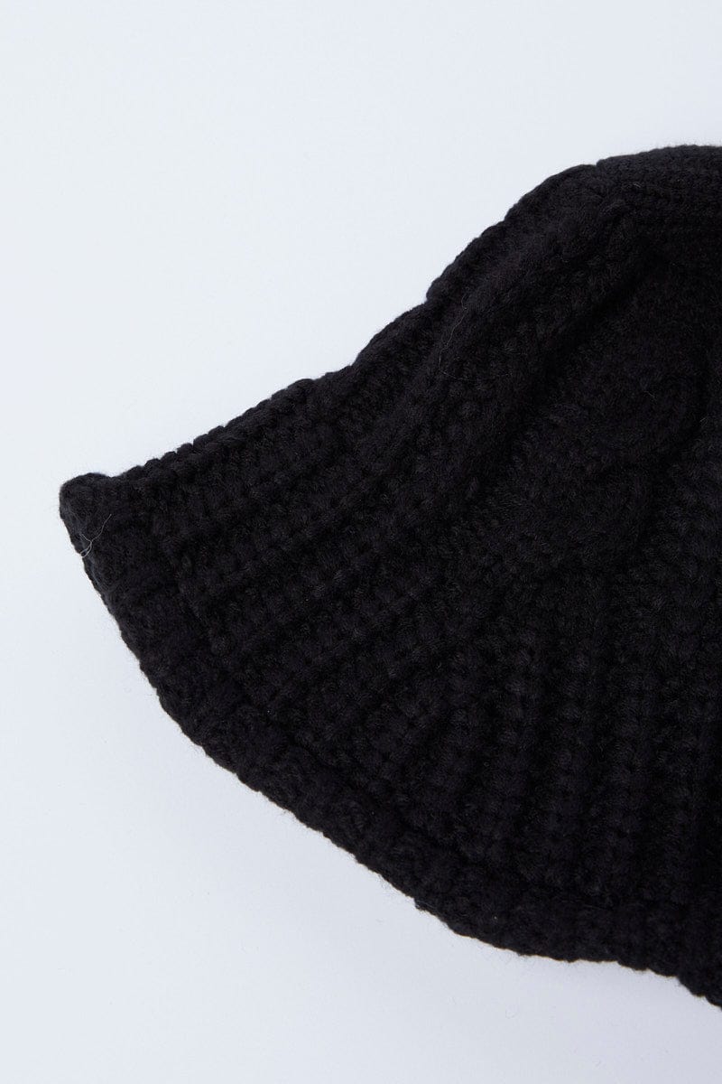 Black Knitted Bucket Hat for Ally Fashion