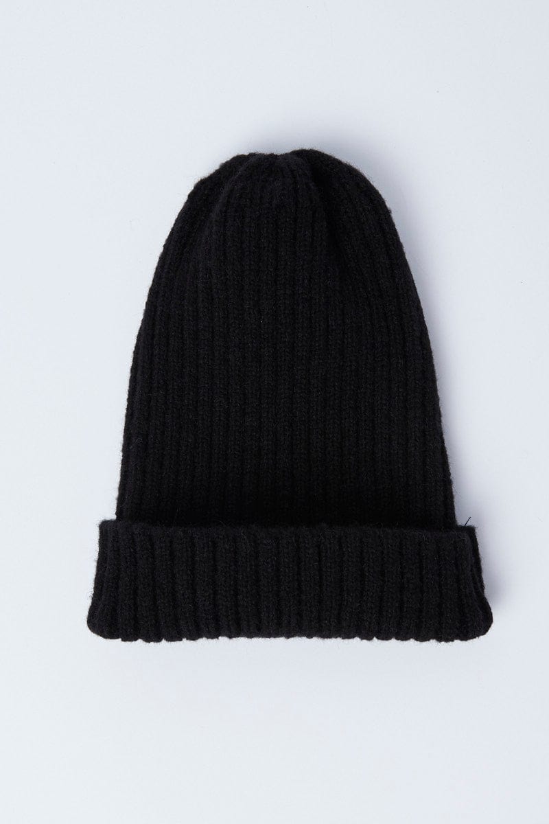 Black Rib Beanie for Ally Fashion