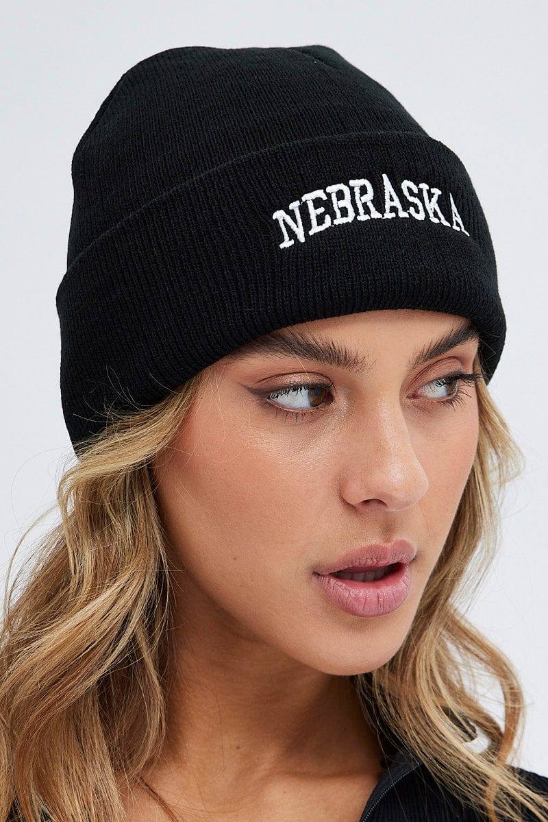 Black Nebraska Beanie for Ally Fashion