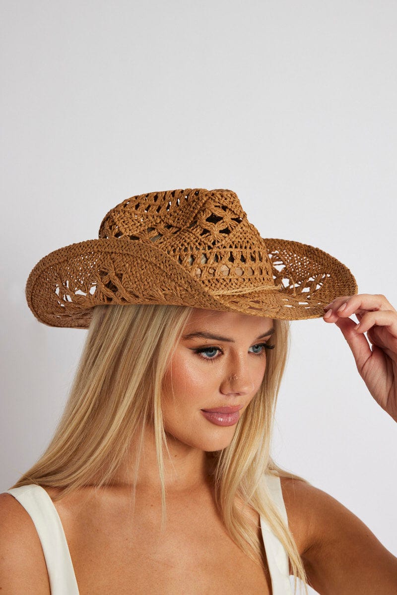 Beige Straw Cowboy Hat for Ally Fashion