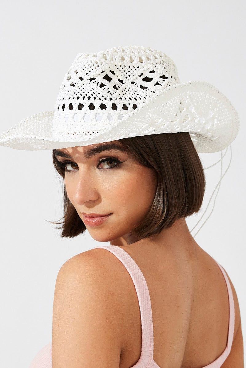 White Straw Cowboy Hat for Ally Fashion