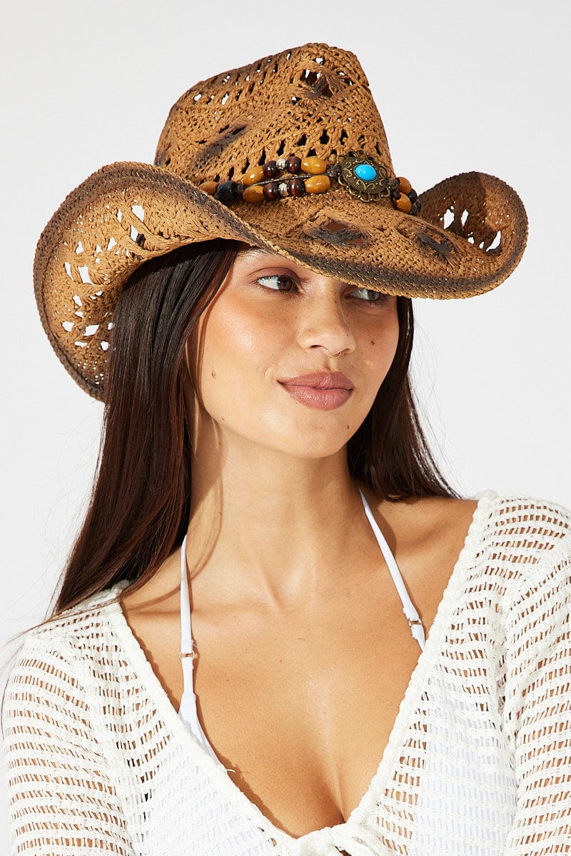 Beige Straw Cowboy Hat for Ally Fashion