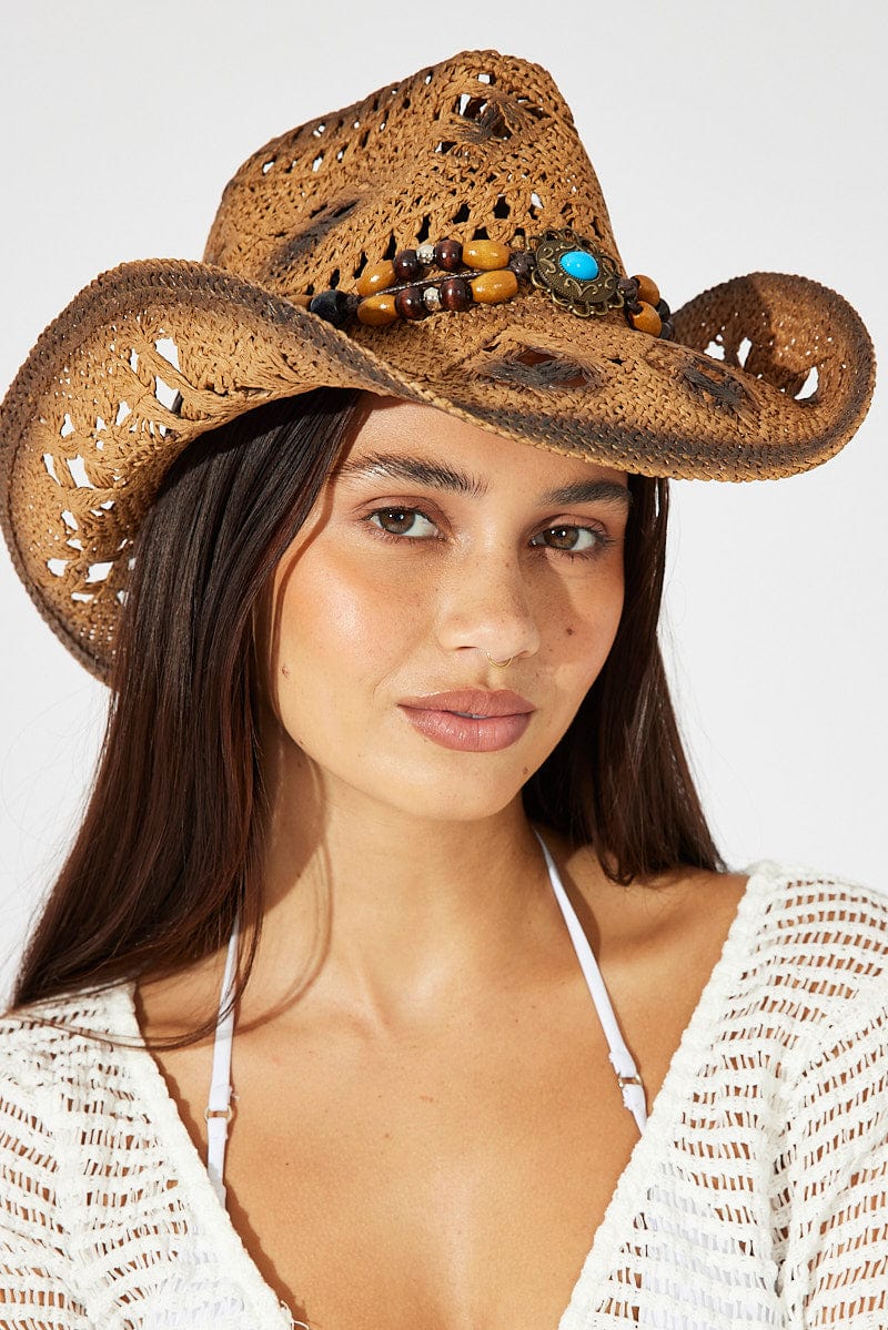 Beige Straw Cowboy Hat for Ally Fashion