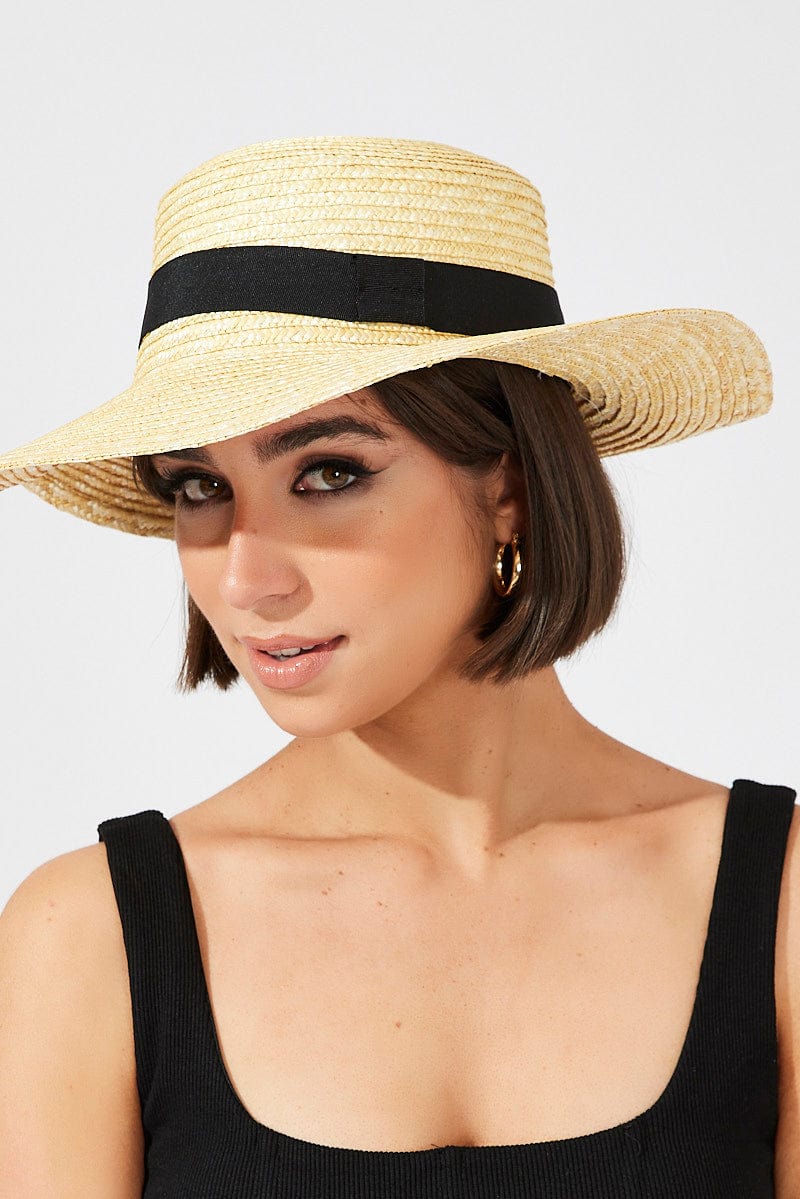 Beige Wide Brim Straw Hat for Ally Fashion