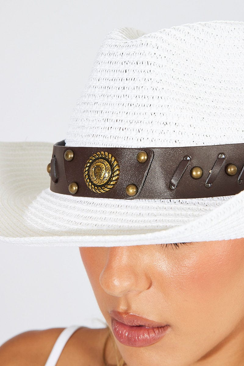 White Straw Cowboy Hat for Ally Fashion