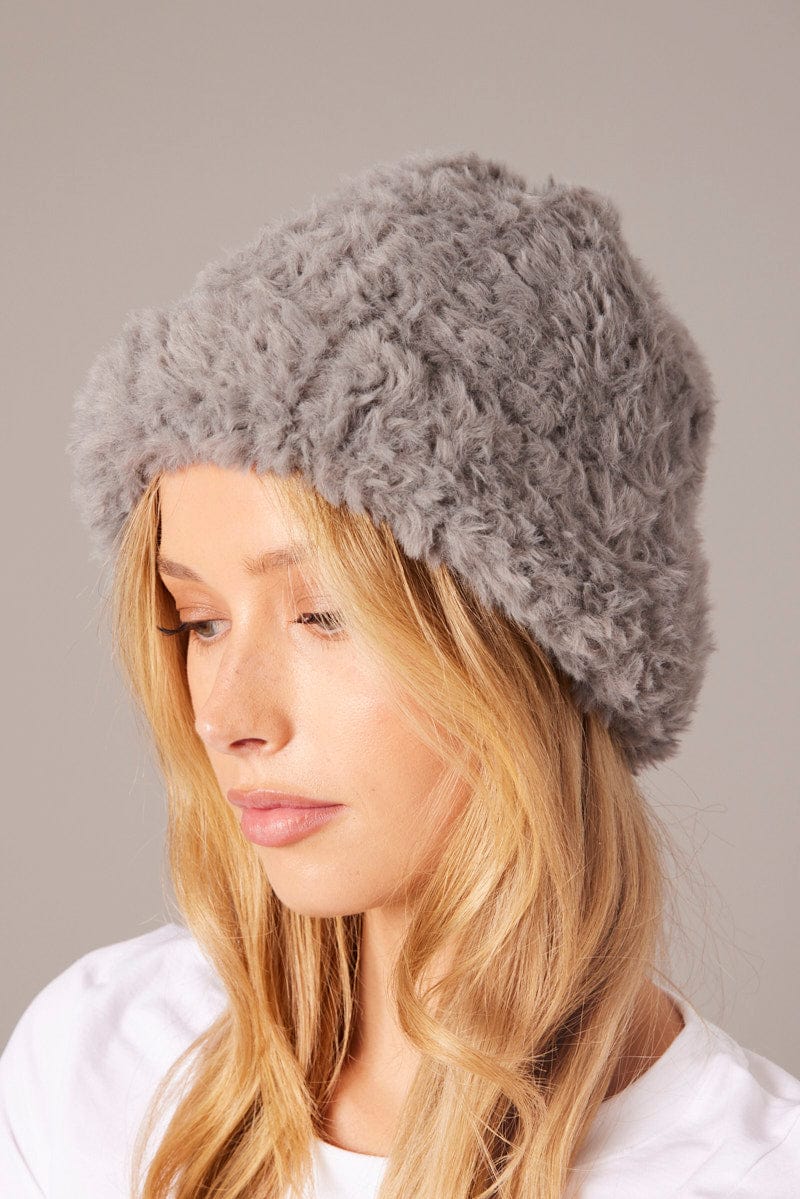 Grey Fluffy Beanie | Ally Fashion