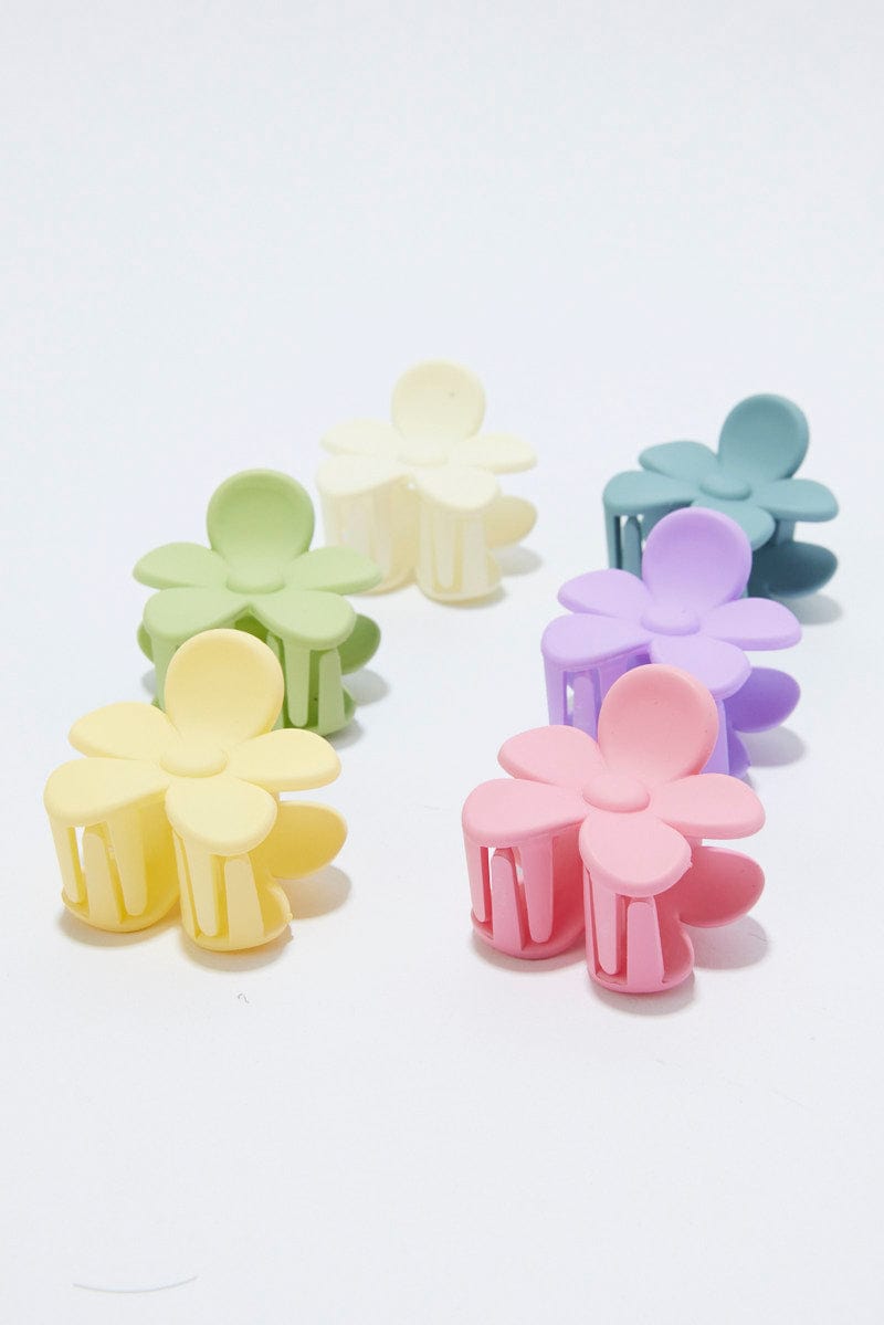 Multi 6 Pack Flower Claw Clips for Ally Fashion