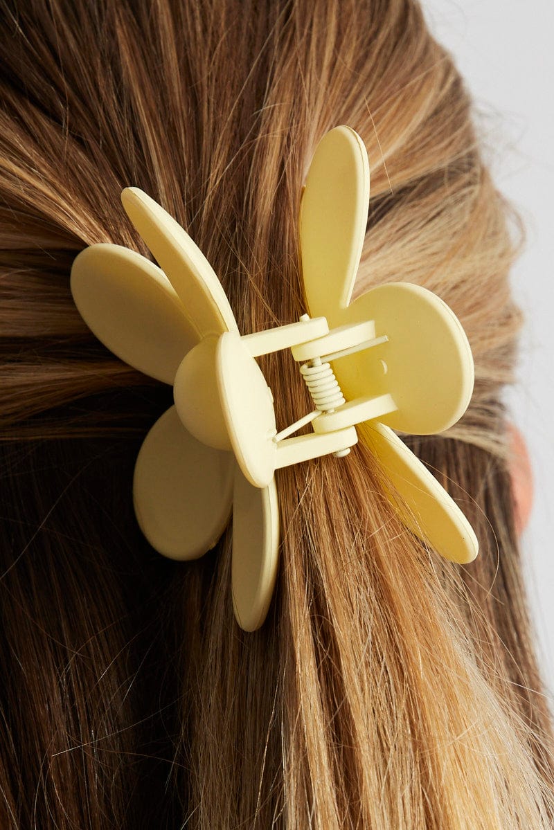 Yellow Flower Design Hair Claw Clip for Ally Fashion