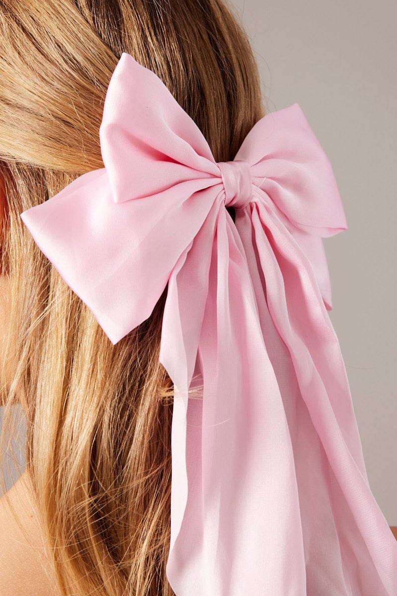 Pink Large Bow Hair Clip for Ally Fashion