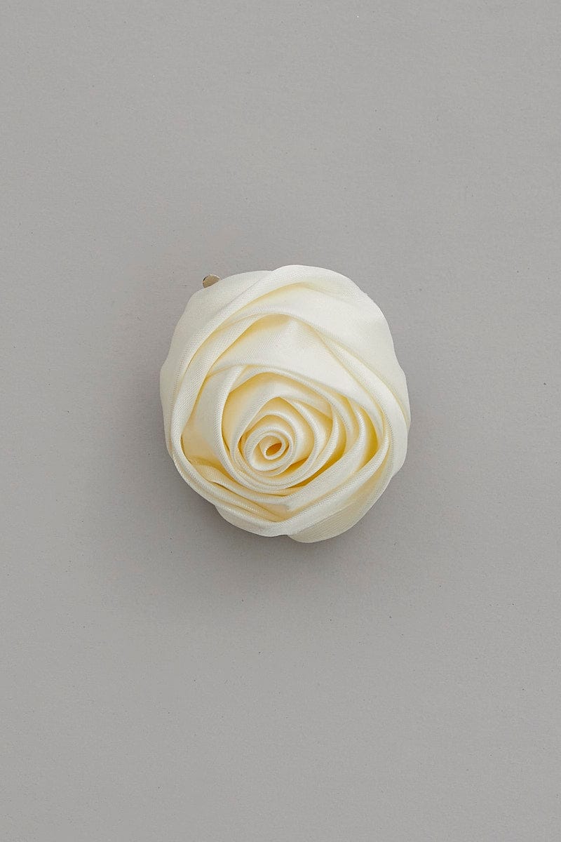 White Flower Corsage Rosette Pin On Brooch for Ally Fashion