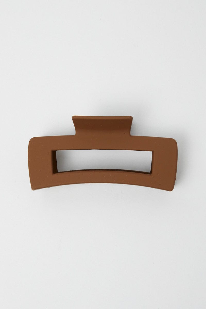 Brown Large Rectangle Claw Clip for Ally Fashion