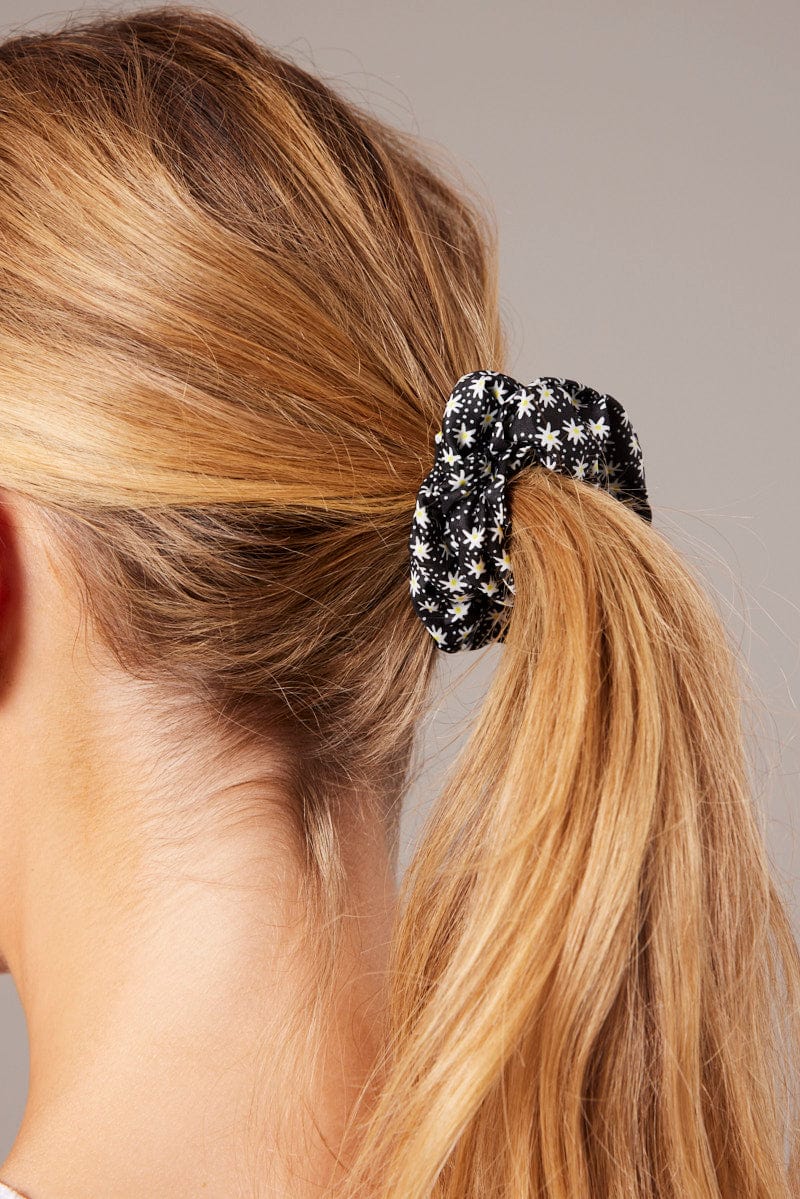 Black 3 Pack Print Scrunchies for Ally Fashion