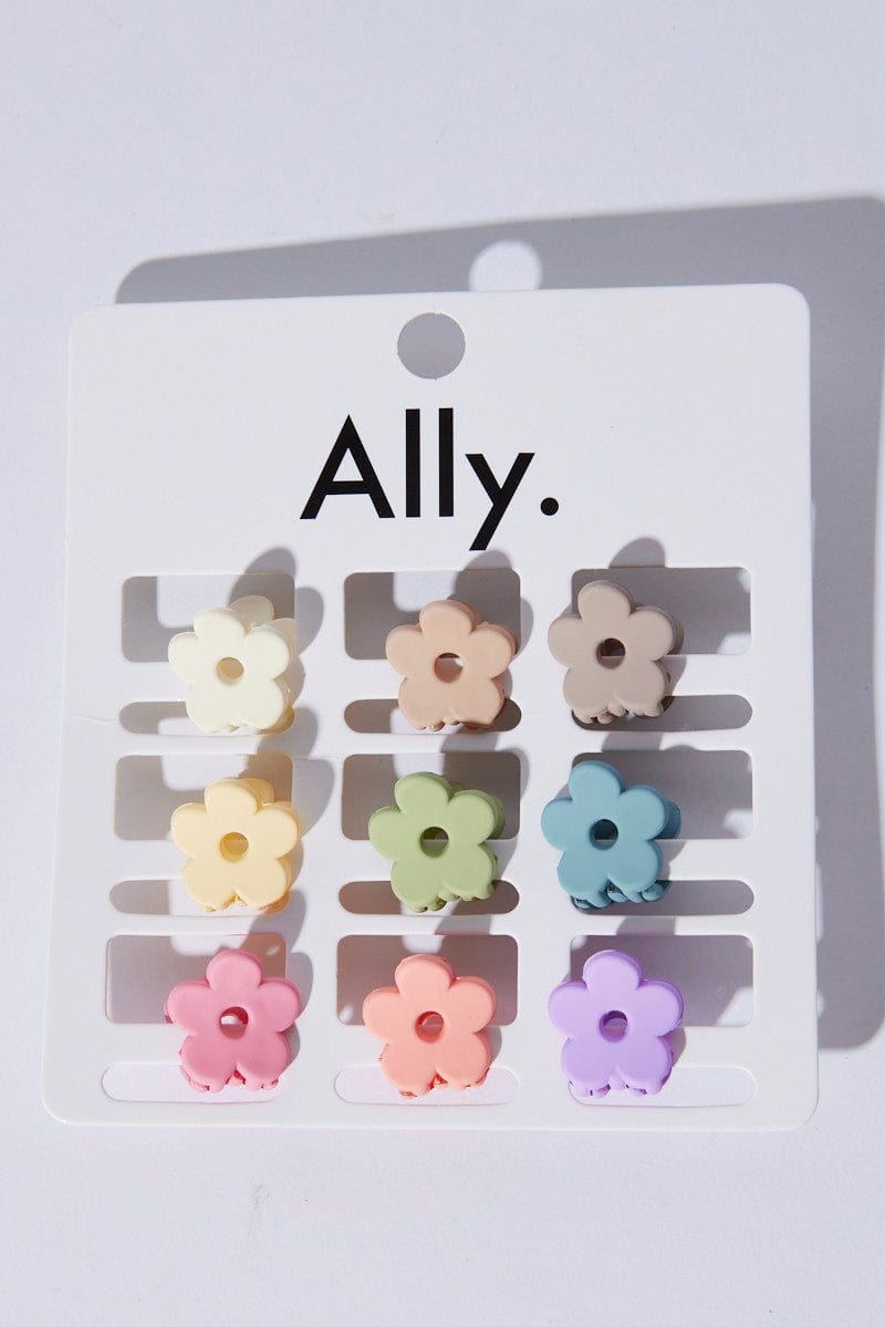 Multi 9 Pack Multi Flower Claw Clips for Ally Fashion