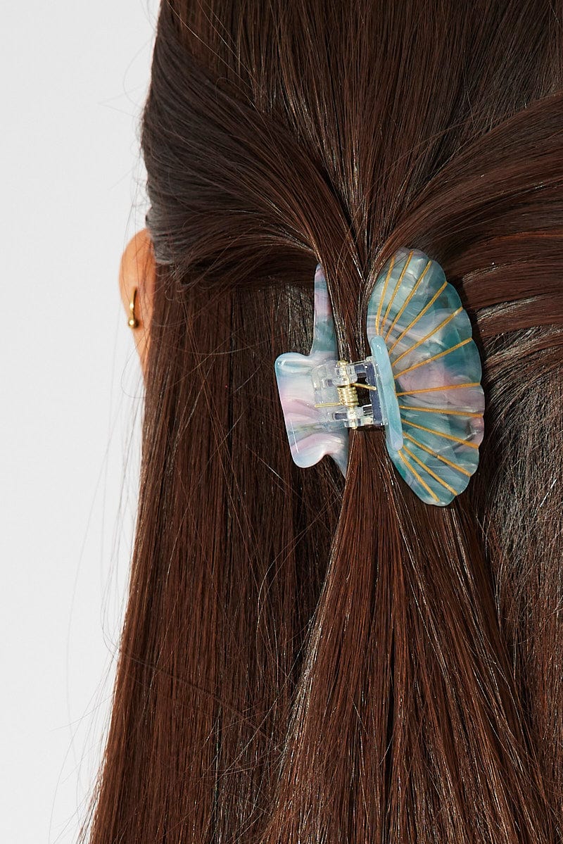 Blue Shell Hair Claw Clips for Ally Fashion