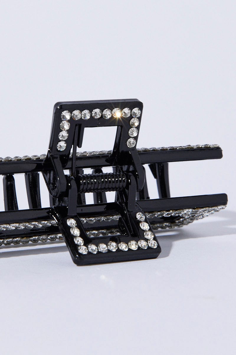 Black Rectangle Hair Claw Clip for Ally Fashion