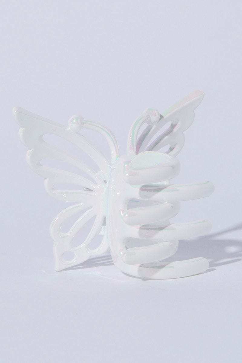 White Irredescent Butterfly Claw Clip for Ally Fashion