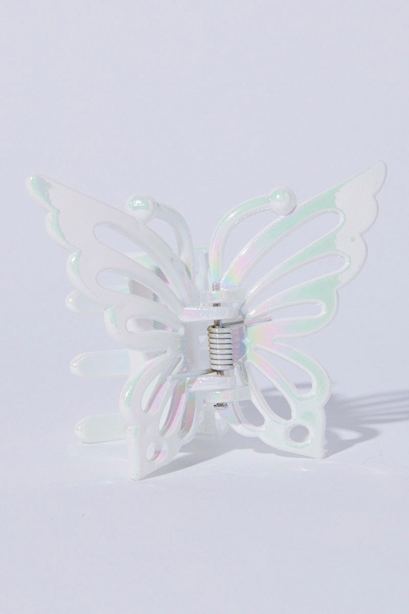 White Irredescent Butterfly Claw Clip for Ally Fashion