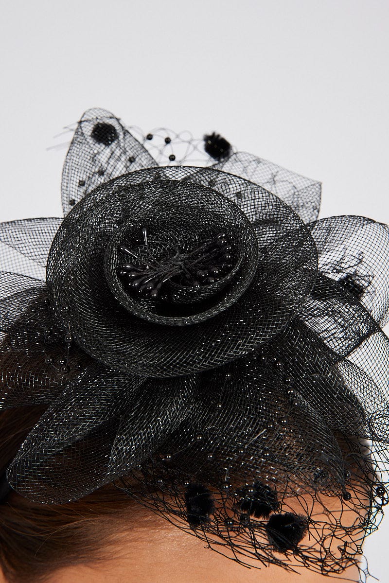 Black Fascinator Occasion Statement Headband for Ally Fashion