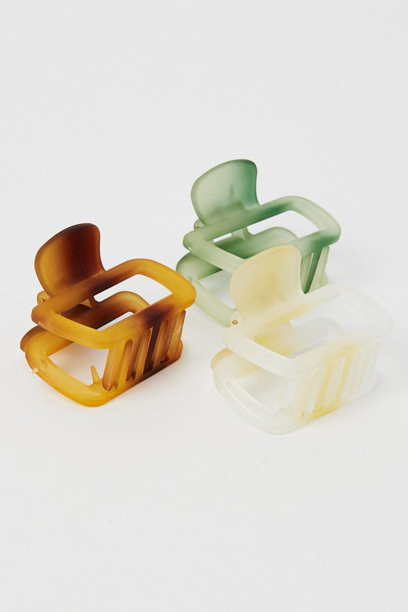 Multi 3 Pack Squared Claw Clips for Ally Fashion