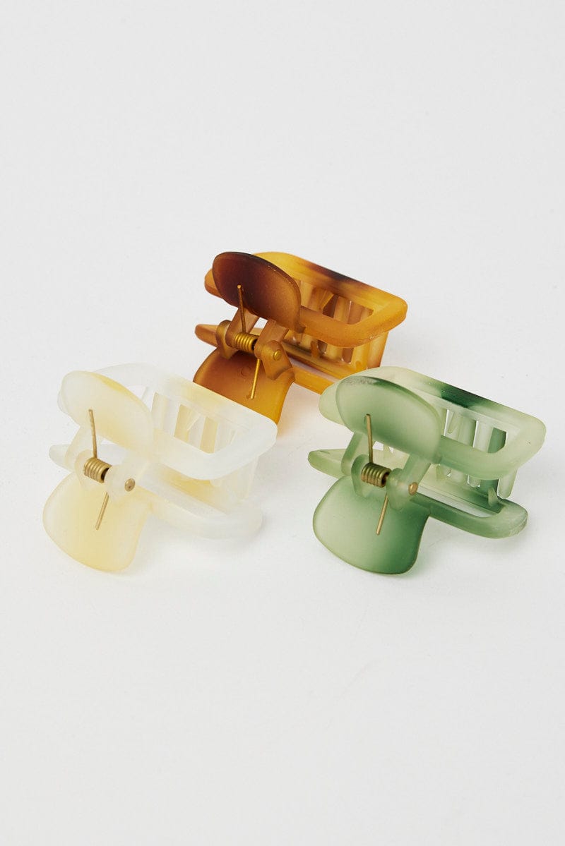 Multi 3 Pack Squared Claw Clips for Ally Fashion