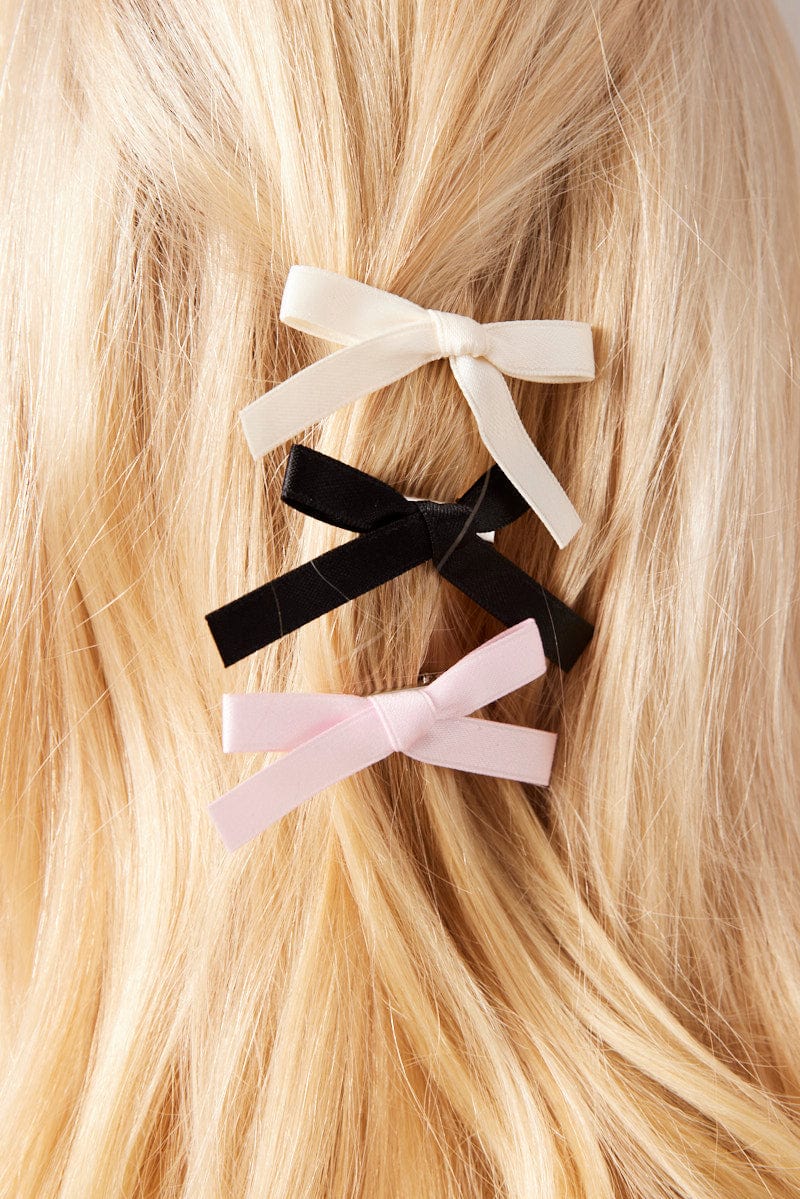 Multi 6 Pack Mini Satin Bow Hair Clips for Ally Fashion