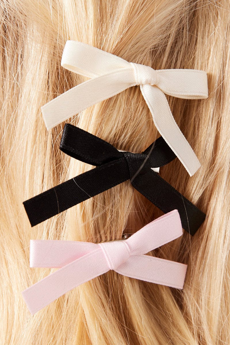 Multi 6 Pack Mini Satin Bow Hair Clips for Ally Fashion