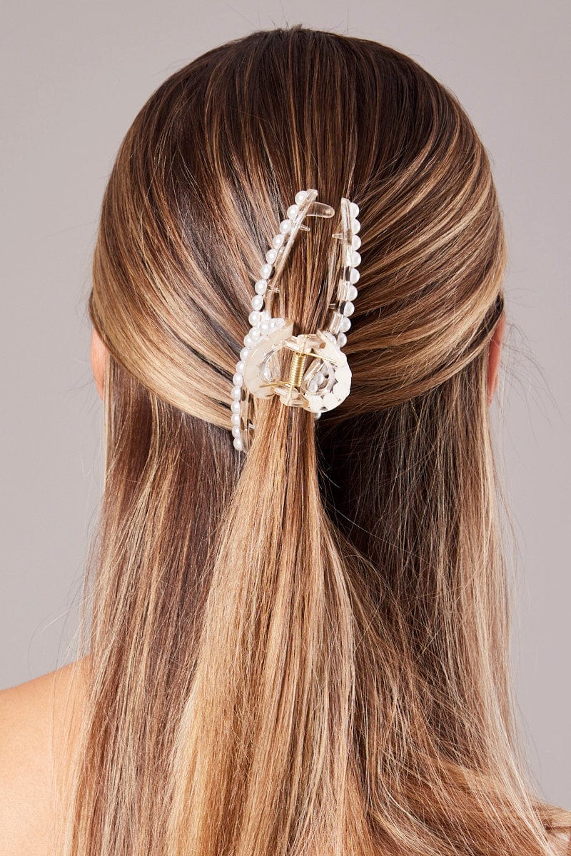 White Pearl Claw Clip for Ally Fashion