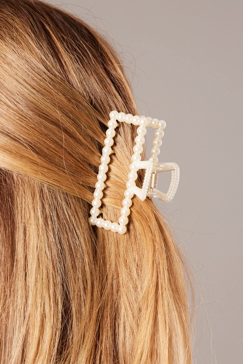 White Pearl Claw Clip for Ally Fashion