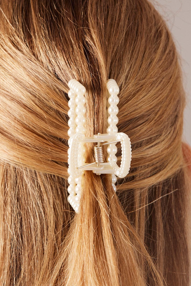 White Pearl Claw Clip for Ally Fashion