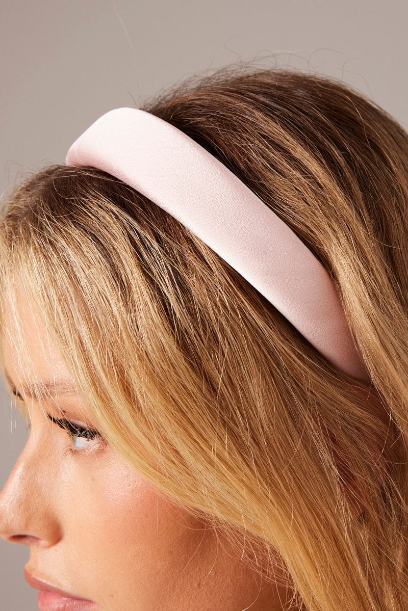 Pink Satin Padded Headband for Ally Fashion