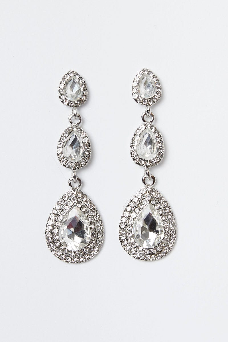 Silver Jewel Drop Earrings for Ally Fashion