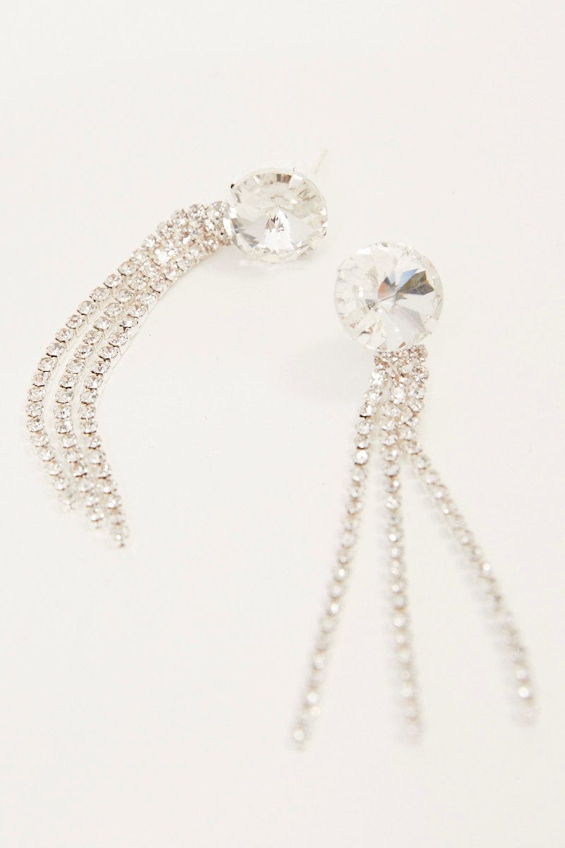 Grey Rhinestone Drop Earrings for Ally Fashion