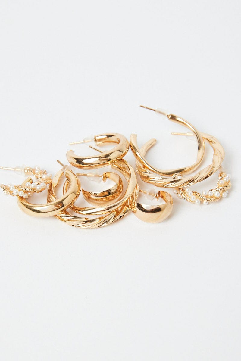 Gold 5 Pack Hoop Earrings Set for Ally Fashion