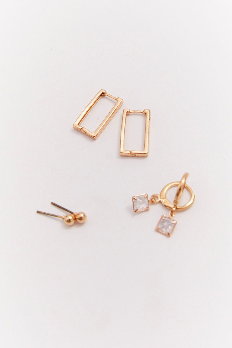 Gold 3 Pack Earrings Set for Ally Fashion