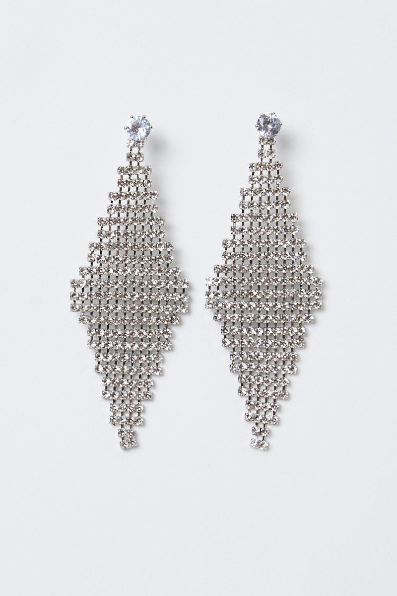 Grey Diamond Drop Earrings for Ally Fashion