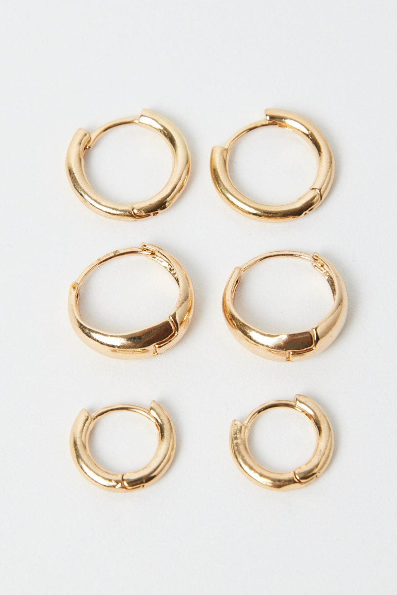 Gold 3 Pack Hoop Earrings for Ally Fashion