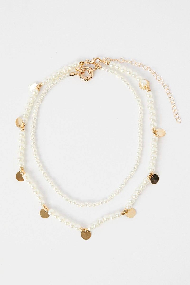 Gold Faux Pearl Layered Necklace for Ally Fashion